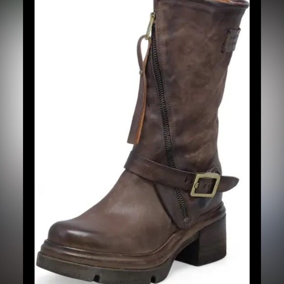A.S.98 Emory Dark Brown Heeled Boots with Buckle - Picture 1 of 8